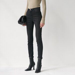 CHICJOC High-Waist Fleece-Lined Skinny Jeans – Smoke Gray, Size 40